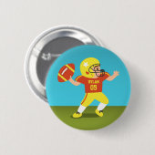 Süßer Fußballjunge mit Helm und Schulterpolstern Button (Vorne & Hinten)