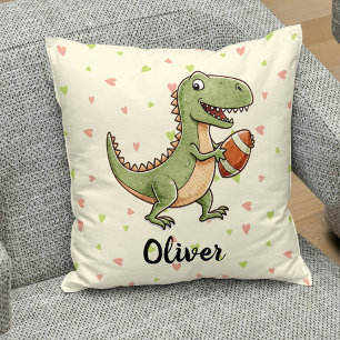 Süßer Fußballspieler-Dinosaurier personalisiert Kissen