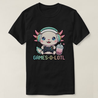 Süßer Gamer-Axolotl mit Boba-Kunst T-Shirt