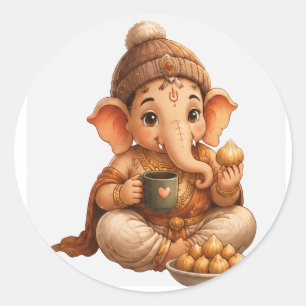 Süßer Ganesha Ganesh Chaturthi-Fest Runder Aufkleber