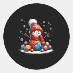 Süßer Garn-Schneemann-Quilter-Weihnachten-Häkeln S Runder Aufkleber