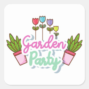 Süßer Gartenaufkleber   Gartenzeit Quadratischer Aufkleber