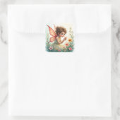 Süßer Gartenfee-Aufkleber Quadratischer Aufkleber (Tasche)