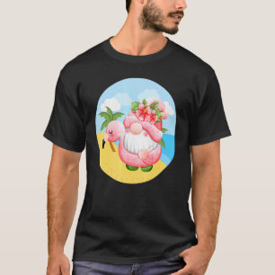 Süßer Gartenzwerg am Strand Flamingo Damen Su T-Shirt