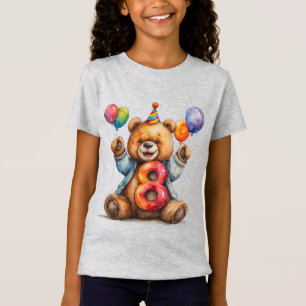 Süßer Geburtstagsbär mit Ballons und Partyhut T-Shirt