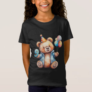 Süßer Geburtstagsbär mit Ballons und Partyhut T-Shirt