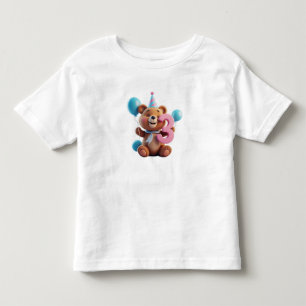 Süßer Geburtstagsbär mit Partyhut und Ballons Kleinkind T-shirt