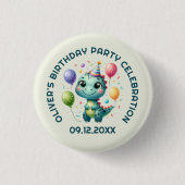 Süßer Geburtstagsdinosaurier Button (Vorderseite)