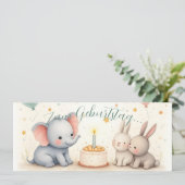 Süßer Geburtstagsgruß mit Tierfreunden (Stehend Vorderseite)