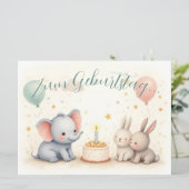 Süßer Geburtstagsgruß mit Tierfreunden (Stehend Vorderseite)