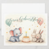 Süßer Geburtstagsgruß mit Tierfreunden (Vorne/Hinten)