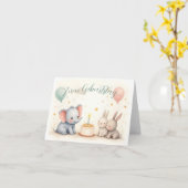 Süßer Geburtstagsgruß mit Tierfreunden Karte (Gelbe Blume)