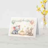 Süßer Geburtstagsgruß mit Tierfreunden Karte (Gelbe Blume)