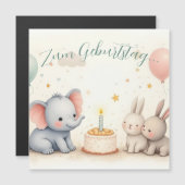Süßer Geburtstagsgruß mit Tierfreunden Magnetkarte (Vorne/Hinten)