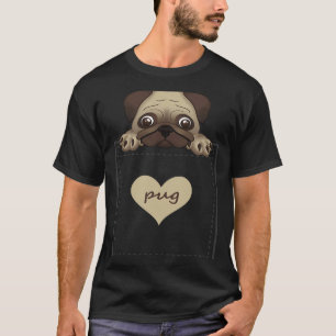 süßer gedruckter Mops in der Tasche Männer Frauen  T-Shirt