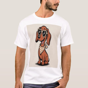 Süßer gefleckter Hund mit Sonnenbrille Retro-Carto T-Shirt