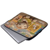 Süßer gehäkelt Affe und Banane Laptopschutzhülle (Vorne Knopf)