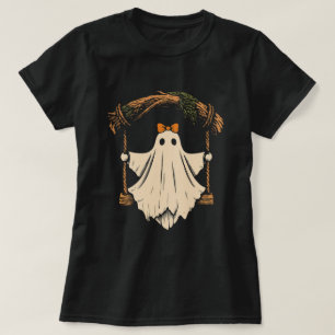 süßer Geist auf Schaukel mit Schleife Halloween Fr T-Shirt