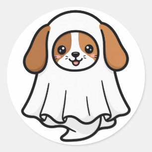 Süßer Geist-Beagle Halloween Runder Aufkleber