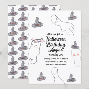 Süßer Geist Doodle Halloween Hexenhut Geburtstag Einladung
