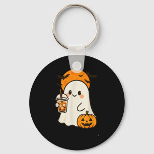 Süßer Geist-Eiskaffee und Kürbis für Halloween C Schlüsselanhänger