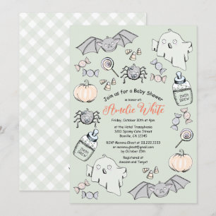 Süßer Geist, Fledermaus & Spinne Halloween-Baby-Sh Einladung