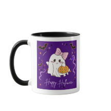 süßer Geist Frohes Halloween lila Wasserfarbe Tass