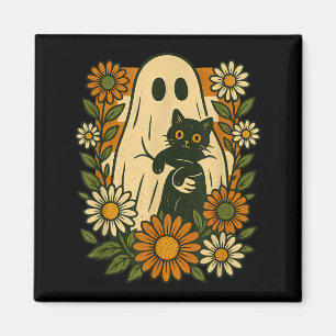 Süßer Geist hält schwarze Katze Groovy Floral Lust Magnet