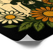 Süßer Geist hält schwarze Katze Groovy Floral Lust Poster (Ecke)