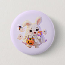 Süßer Geist-Hasen-Halloween-Button-Pin