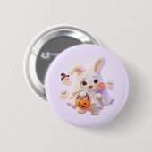 Süßer Geist-Hasen-Halloween-Button-Pin Button (Vorne & Hinten)