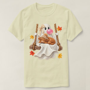 Süßer Geist Highland-Kuh Herbst Halloween Schaukel T-Shirt