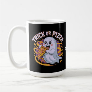 Süßer Geist isst Pizza Spaß Gruseliger Trick-or-Pi Kaffeetasse