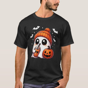 Süßer Geist Kaffeeliebhaber Halloween Geist Kürbis T-Shirt