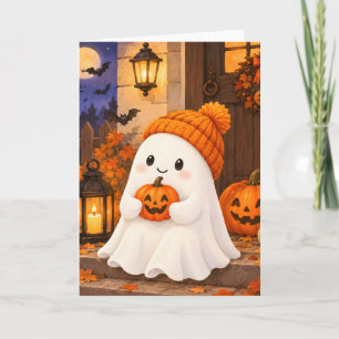 Süßer Geist Kürbis Halloween Herbst Szene Karte