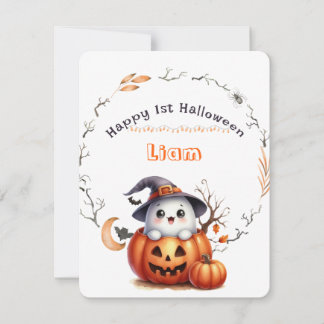 Süßer Geist-Kürbis-Junge Glückliches 1. Halloween Feiertagskarte