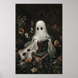 Süßer Geist liest Bücher Druck, Digital Halloween Poster