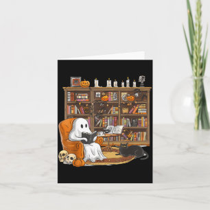 Süßer Geist liest Bücher mit schwarzer Katze Hallo Karte