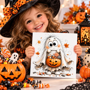 Süßer Geist mit Jack-o'-Lantern-Süßigkeiten-Eimer