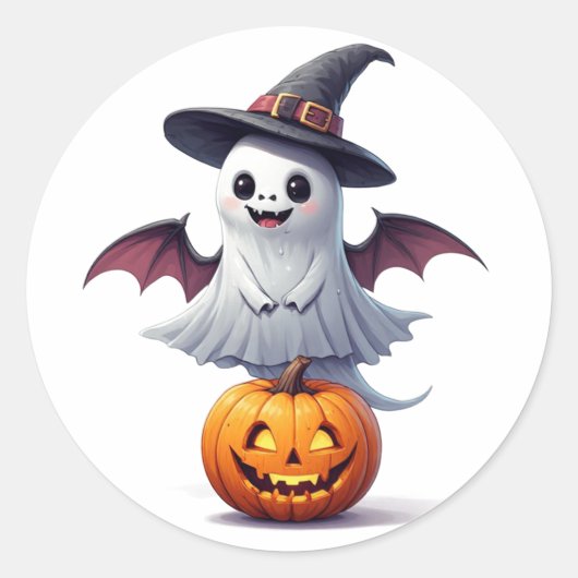 Süßer Geist mit Kürbis Halloween 👻 Runder Aufkleber (Vorderseite)