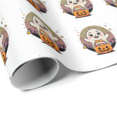 Süßer Geist mit Kürbis-Süßigkeiten-Eimer Retro-Hal Geschenkpapier (Rolleneckpunkt)
