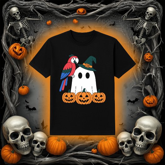 Süßer Geist mit Piratenpapagei Halloween T-Shirt