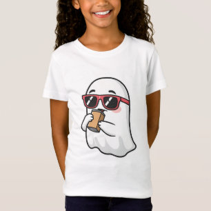 Süßer Geist mit Sonnenbrille trinkt Eiskaffee Ki T-Shirt