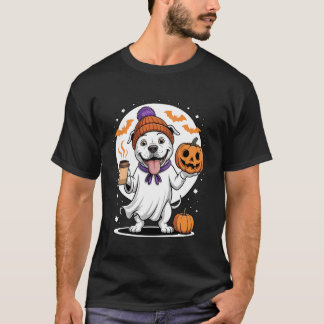 Süßer Geist Pitbull Hund Kürbis Getränke Beanie He T-Shirt