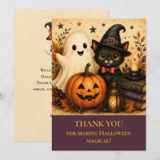 Süßer Geist Schwarze Katze Halloween Dankeskarte