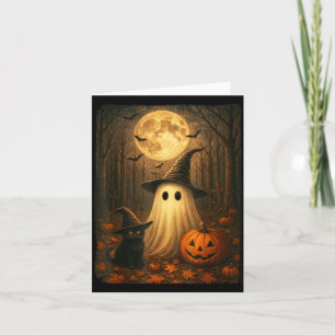 Süßer Geist Schwarze Katze Halloween Hexe Kürbis D Karte
