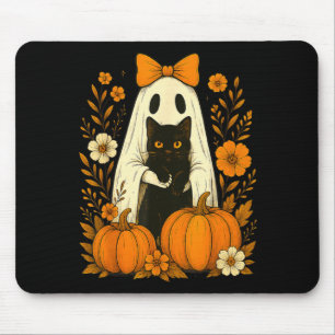 Süßer Geist schwarze Katze Halloween Kürbis Groovy Mousepad