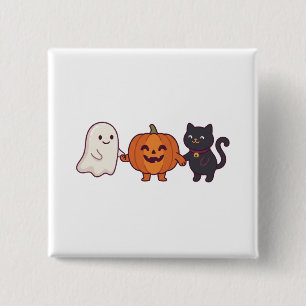 Süßer Geist, schwarze Katze & Kürbis Halloween Button