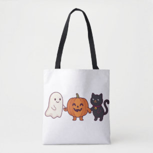 Süßer Geist, schwarze Katze & Kürbis Halloween Tasche