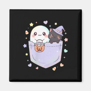 Süßer Geist schwarze Katze Tasche Halloween-Spaß Magnet